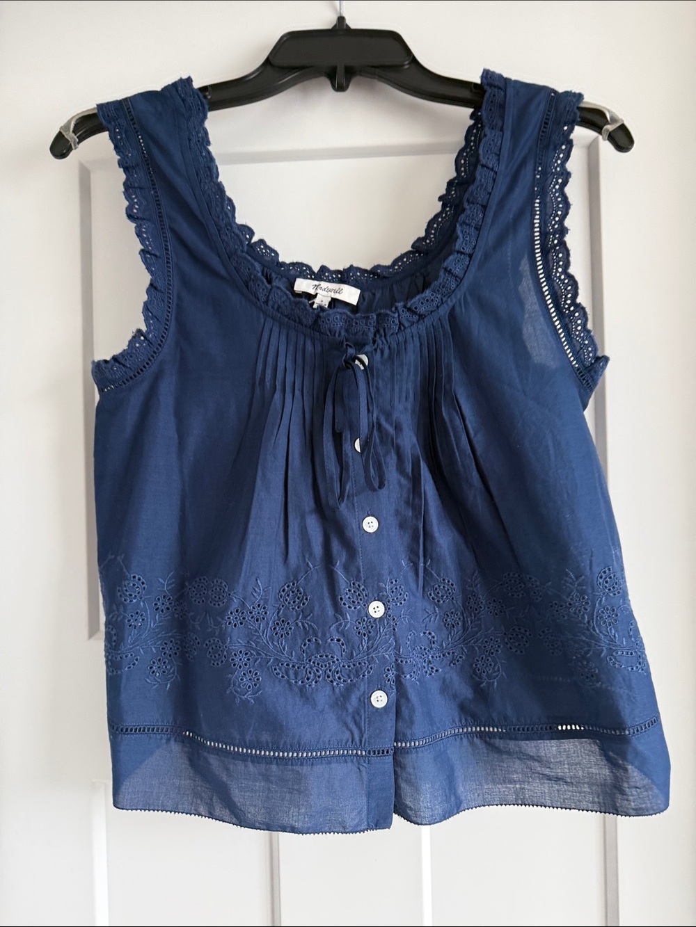 Madewell button up embroidered tank top